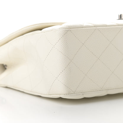 Chanel Caviar Quilted Jumbo Single Flap White 9 of 12