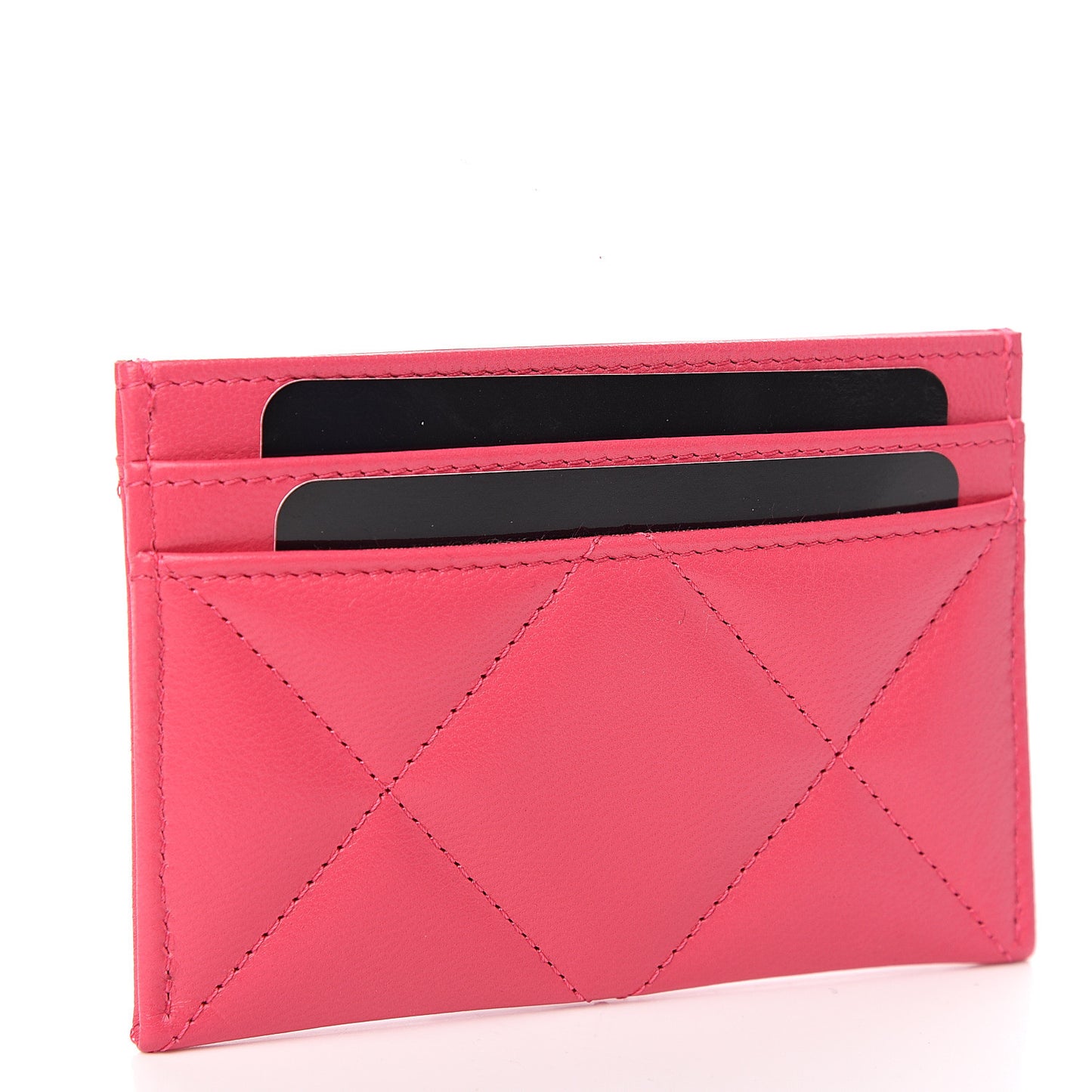 Shiny Goatskin Quilted 19 Card Holder Dark Pink