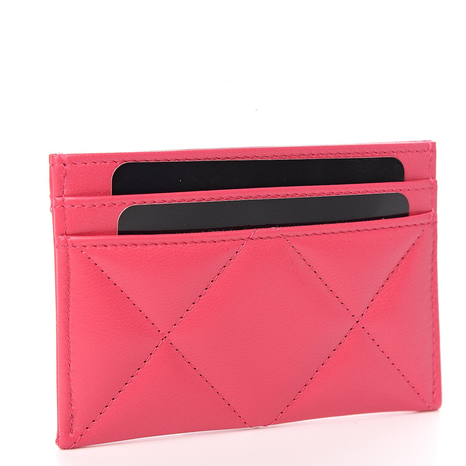Chanel Shiny Goatskin Quilted 19 Card Holder Dark Pink 2 of 8