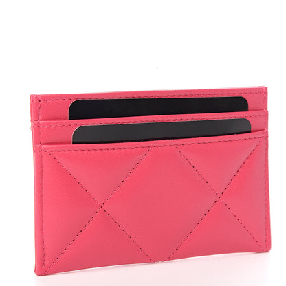 Chanel Shiny Goatskin Quilted 19 Card Holder Dark Pink 2 of 8