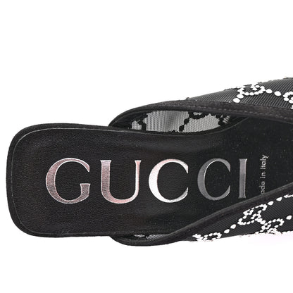 Gucci Tela Retino Kid Scamosciato Crystal GG Monogram Square G 95mm Slide Sandals 35 Black 7 of 8