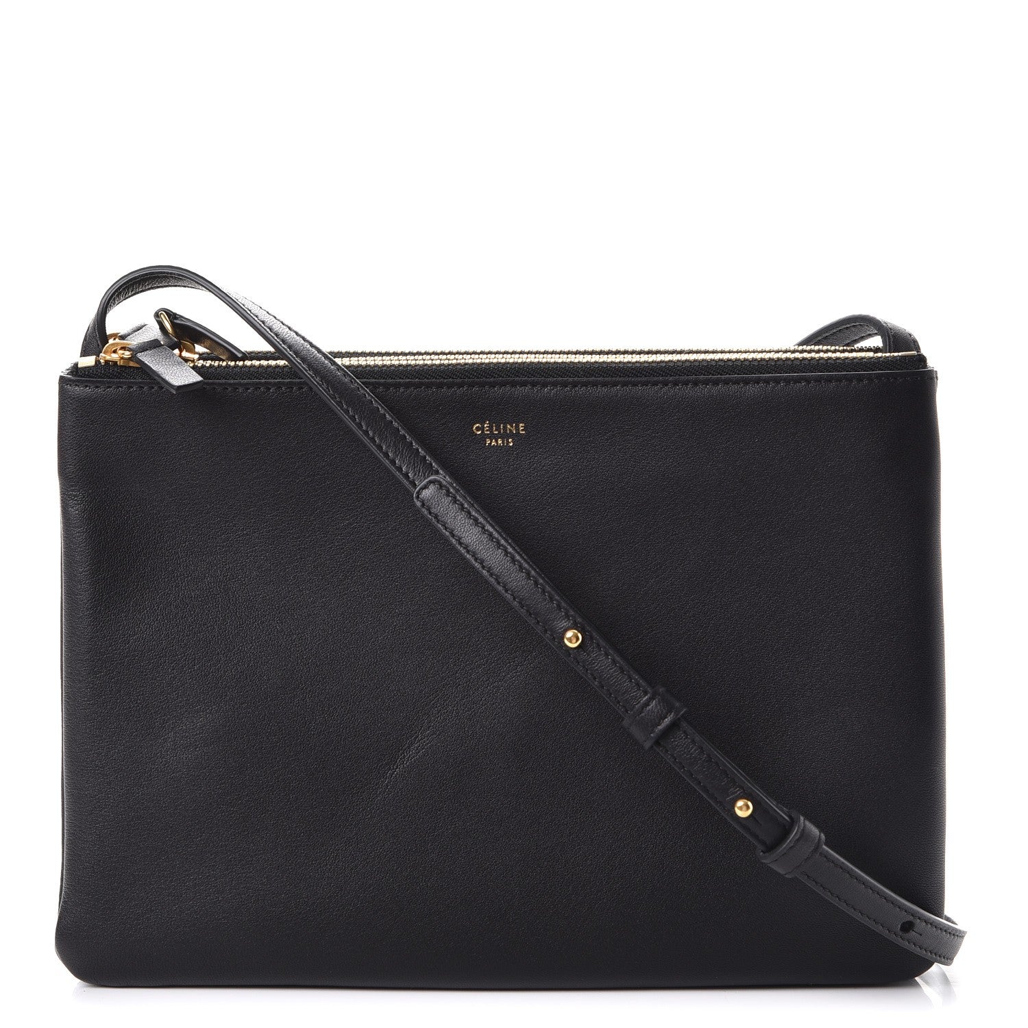 Celine Lambskin Large Trio Crossbody Bag Black 1 of 9