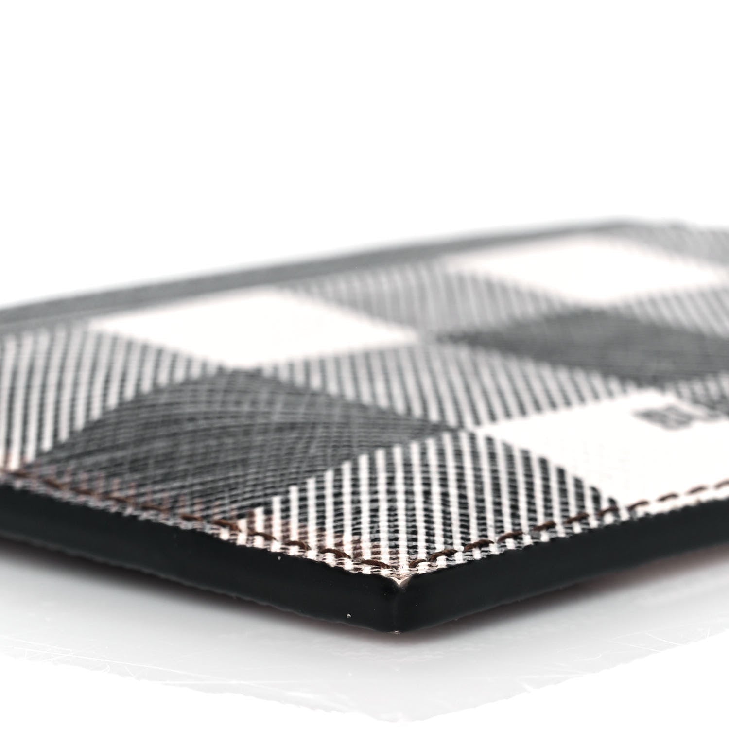 Burberry Gingham Check Calfskin Card Case Black White 7 of 9