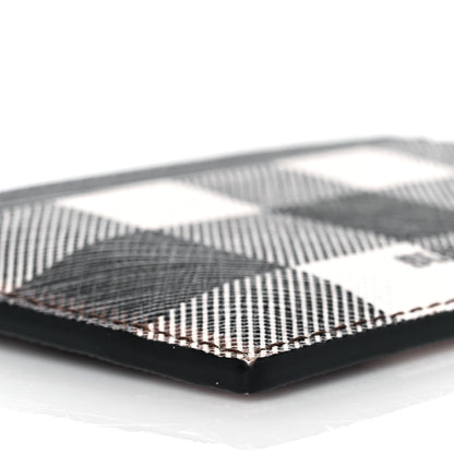 Burberry Gingham Check Calfskin Card Case Black White 7 of 9