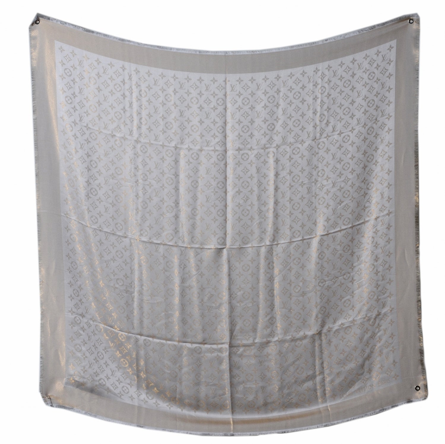 Louis Vuitton Silk Lurex Wool Monogram Shine Pearl Grey 2 of 6