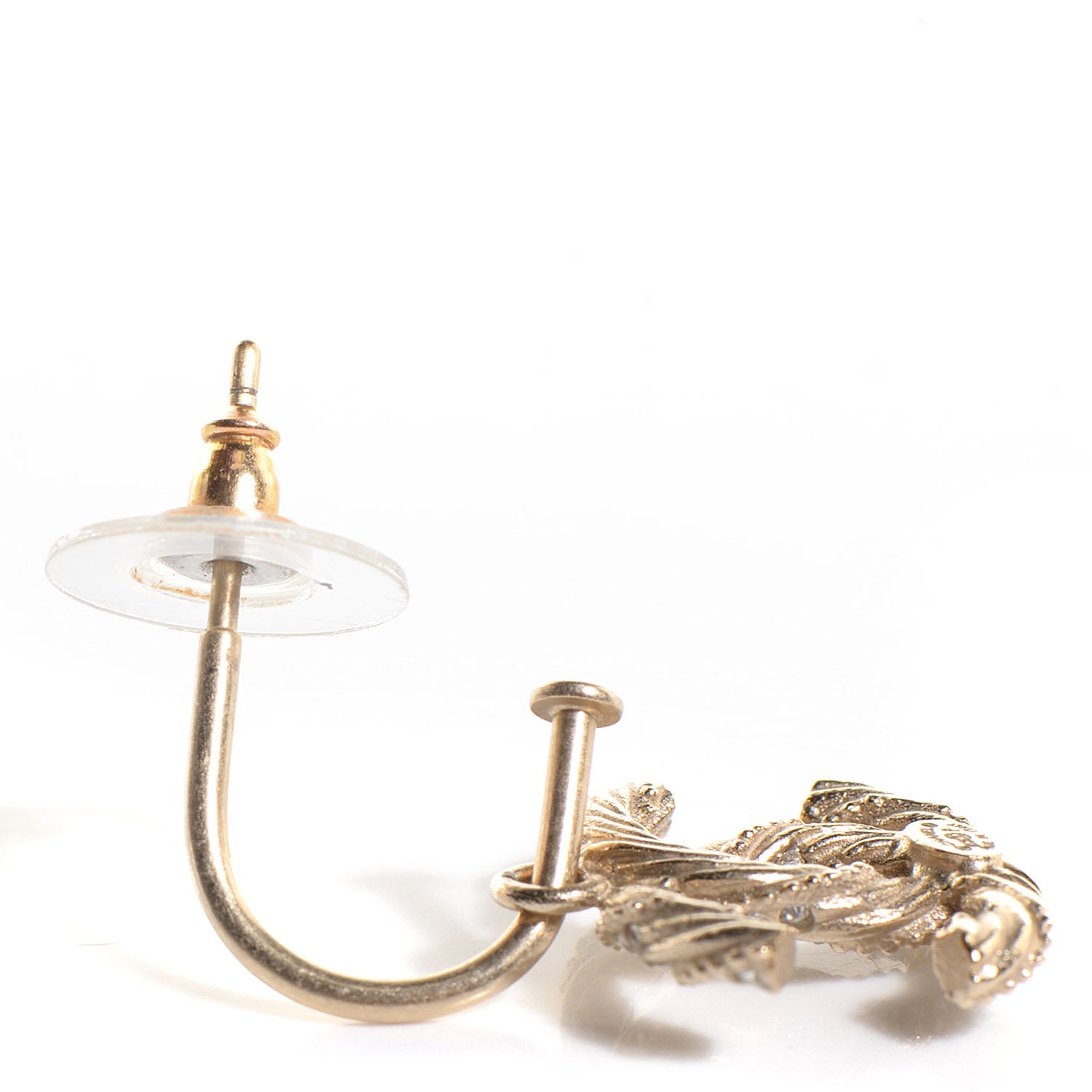 Chanel Crystal Twisted CC Dangle Earrings Gold 4 of 4