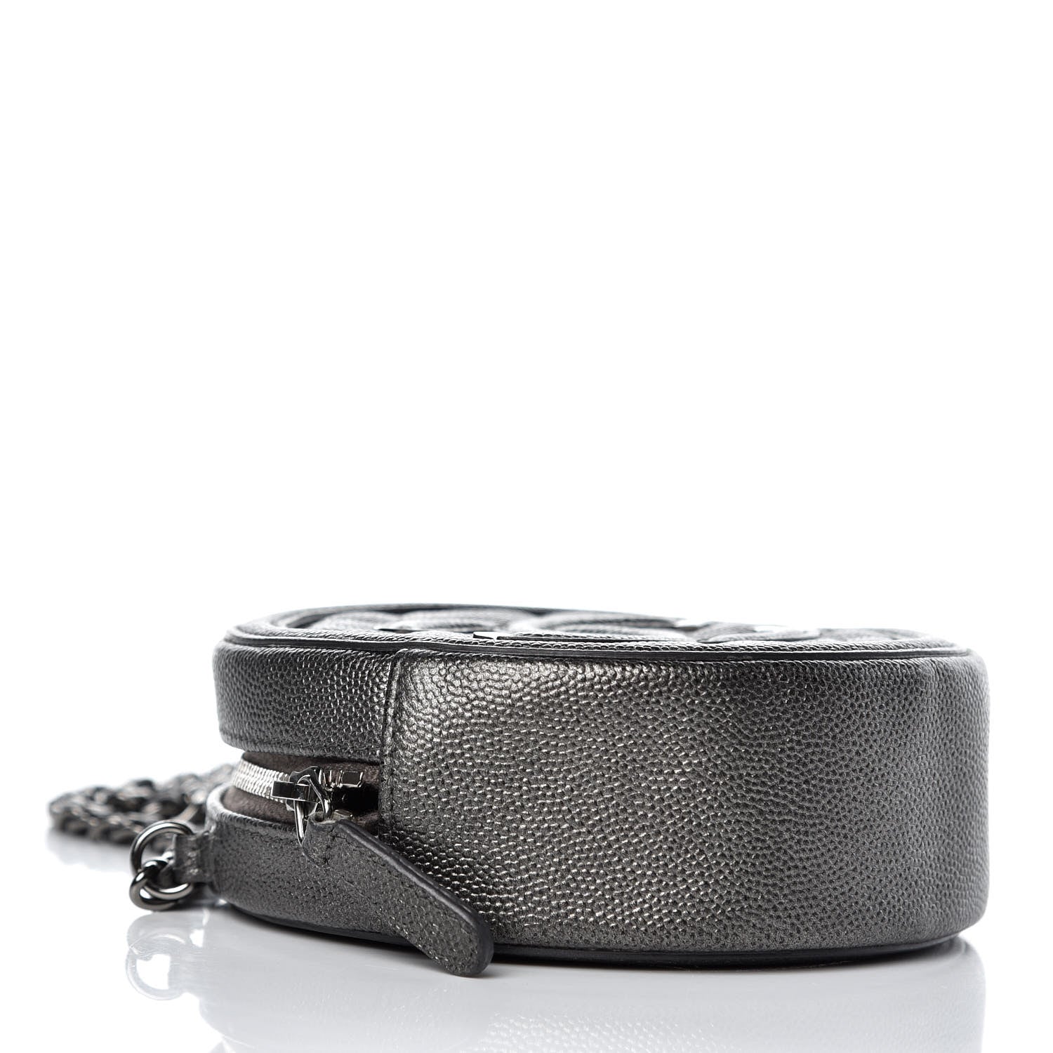 Chanel Metallic Caviar Quilted Round Filigree Crossbody Dark Silver 4 of 8