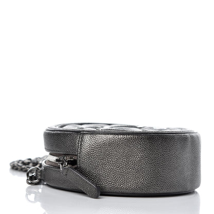Chanel Metallic Caviar Quilted Round Filigree Crossbody Dark Silver 4 of 8