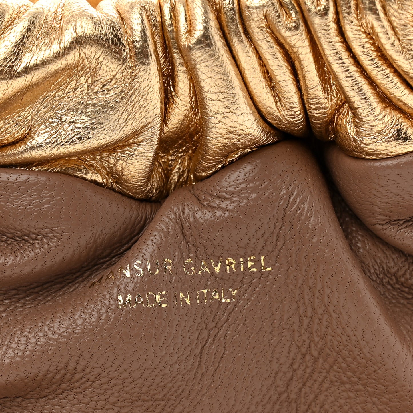 Metallic Lambskin Mini Cloud Clutch Gold
