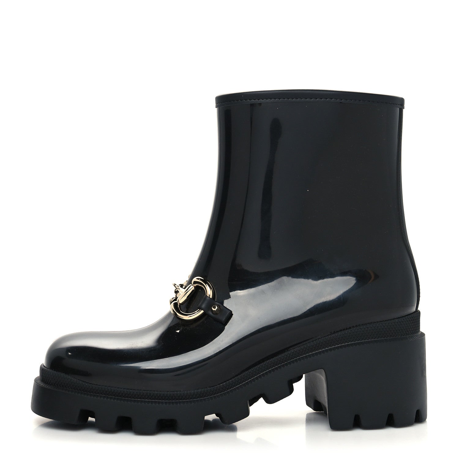 Gucci Rubber Womens Horsebit Ankle Boots 40 Black 1 of 7
