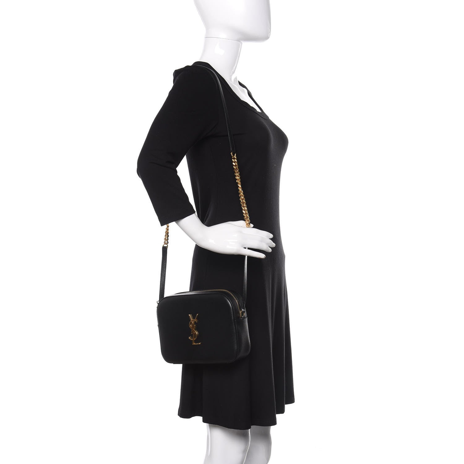 Saint Laurent Grain De Poudre Medium Classic Monogram Camera Bag Black 2 of 10