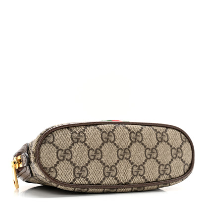 Gucci GG Supreme Monogram Textured Calfskin Web Medium Ophidia Cosmetic Case Beige Ebony New Acero 3 of 8