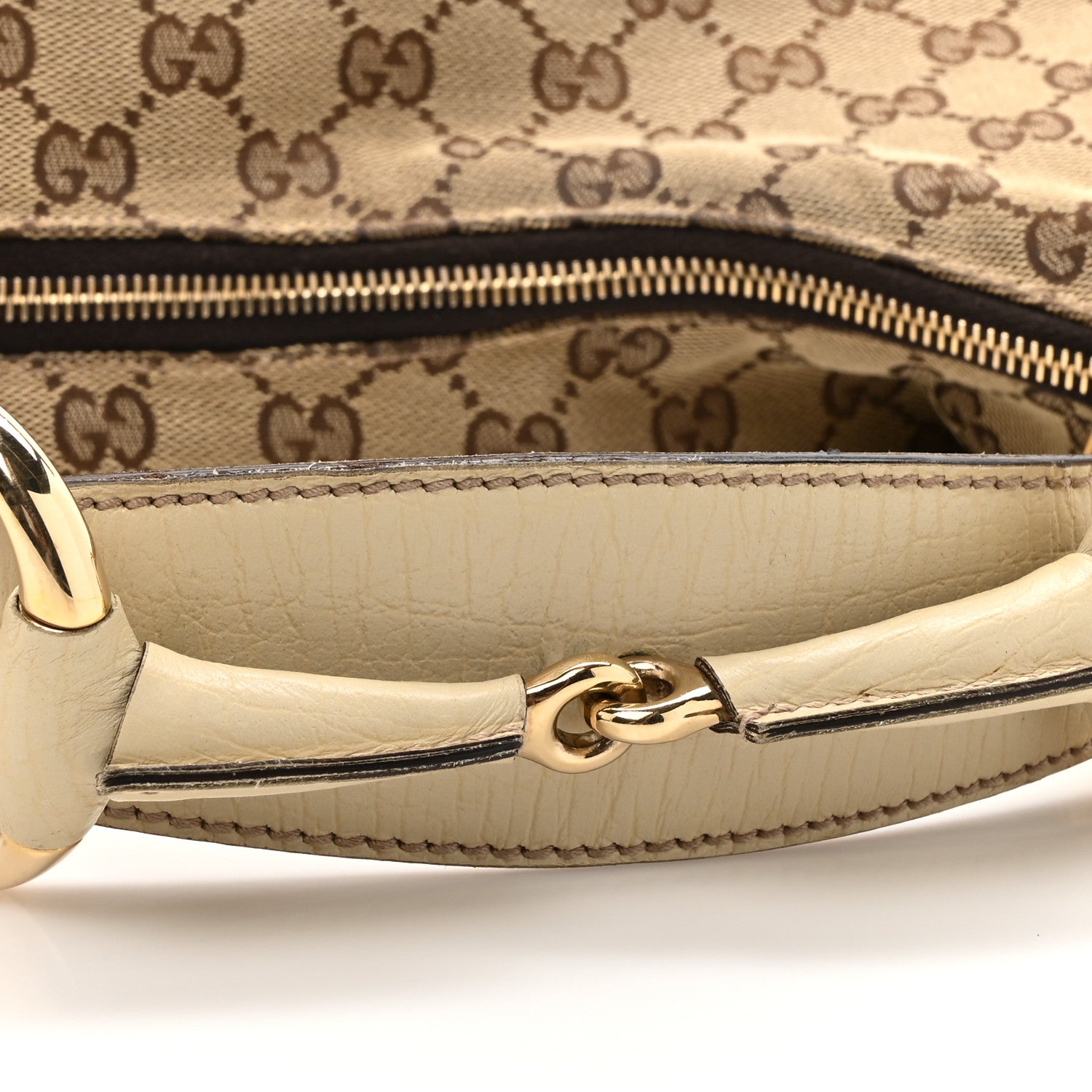 Gucci Monogram Medium Horsebit Chain Hobo Off White 18 of 18