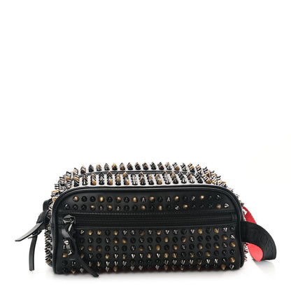 Christian Louboutin Calfskin Spikes Mens Blaster Toiletry Bag Black 1 of 8