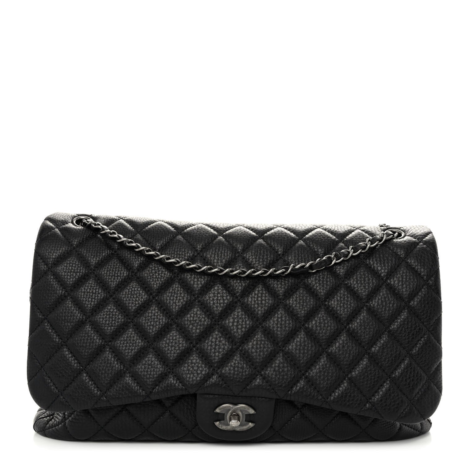 Chanel Calfskin Quilted Small XXL Travel Flap Bag Black 1 of 11