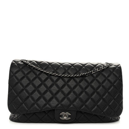 Chanel Calfskin Quilted Small XXL Travel Flap Bag Black 1 of 11