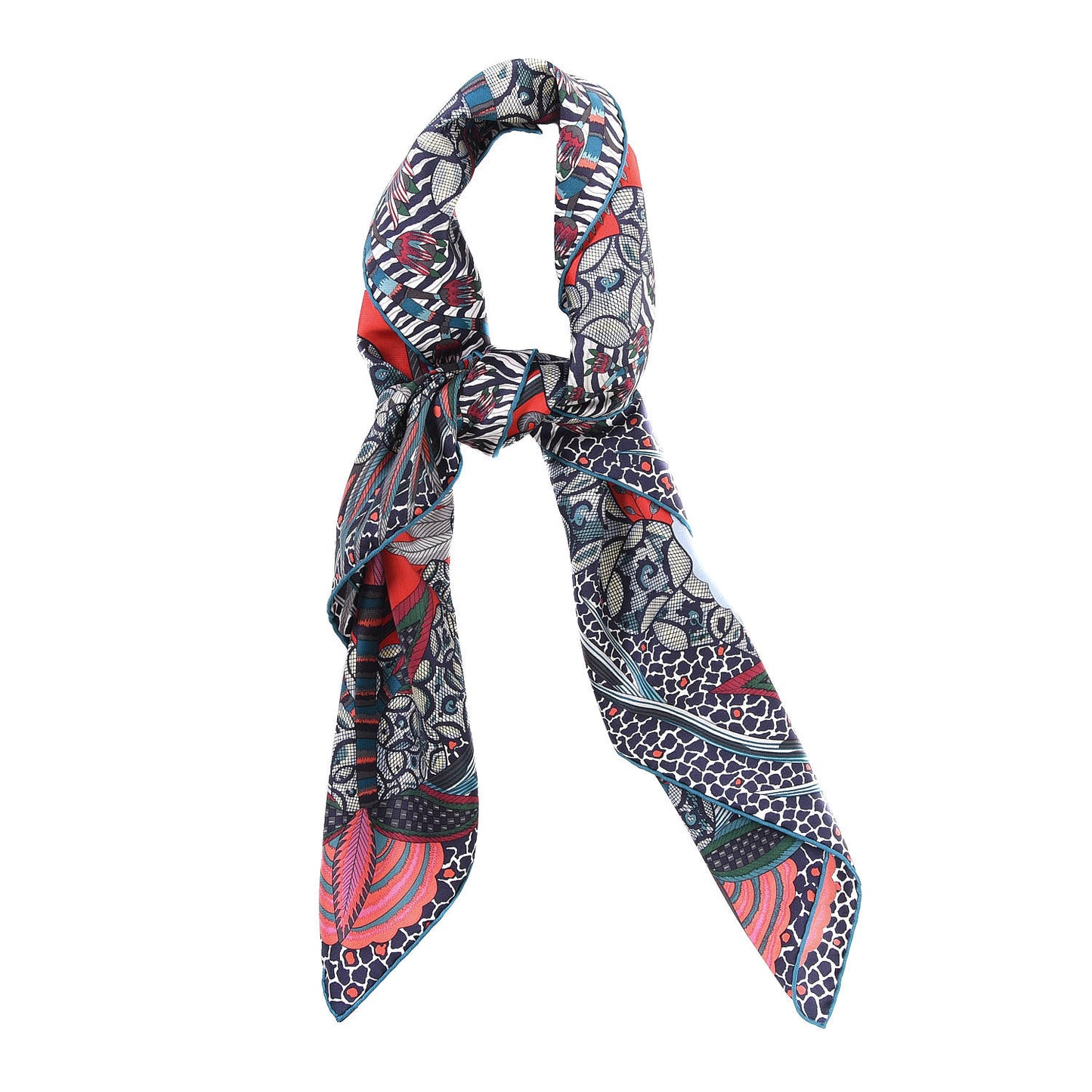 Silk Flowers of South Africa Scarf 90 Rouge Vert Ciel