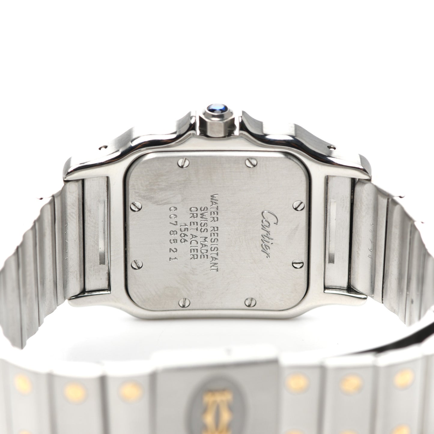 Stainless Steel 18K Yellow Gold 29mm Santos De Cartier Galbee Quartz Watch Silver