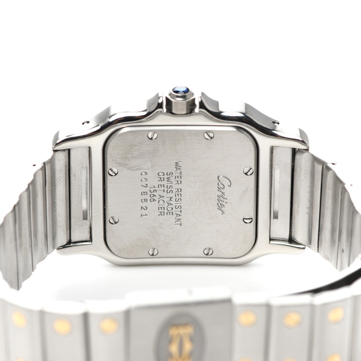 Cartier Stainless Steel 18K Yellow Gold 29mm Santos De Cartier Galbee Quartz Watch Silver 4 of 6
