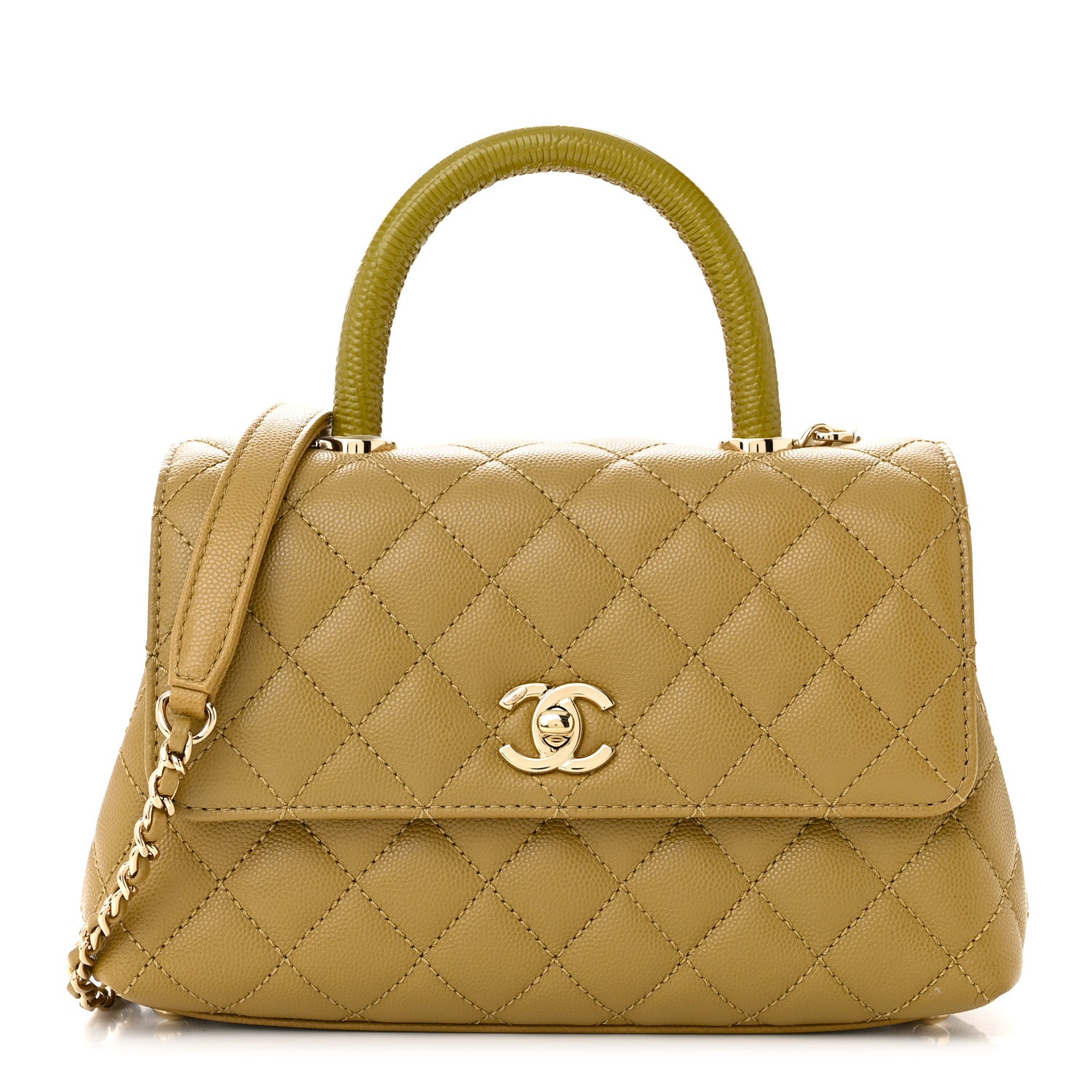 Chanel Caviar Lizard Embossed Quilted Mini Coco Handle Flap Green 1 of 11