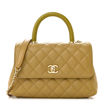 Chanel Caviar Lizard Embossed Quilted Mini Coco Handle Flap Green 1 of 11