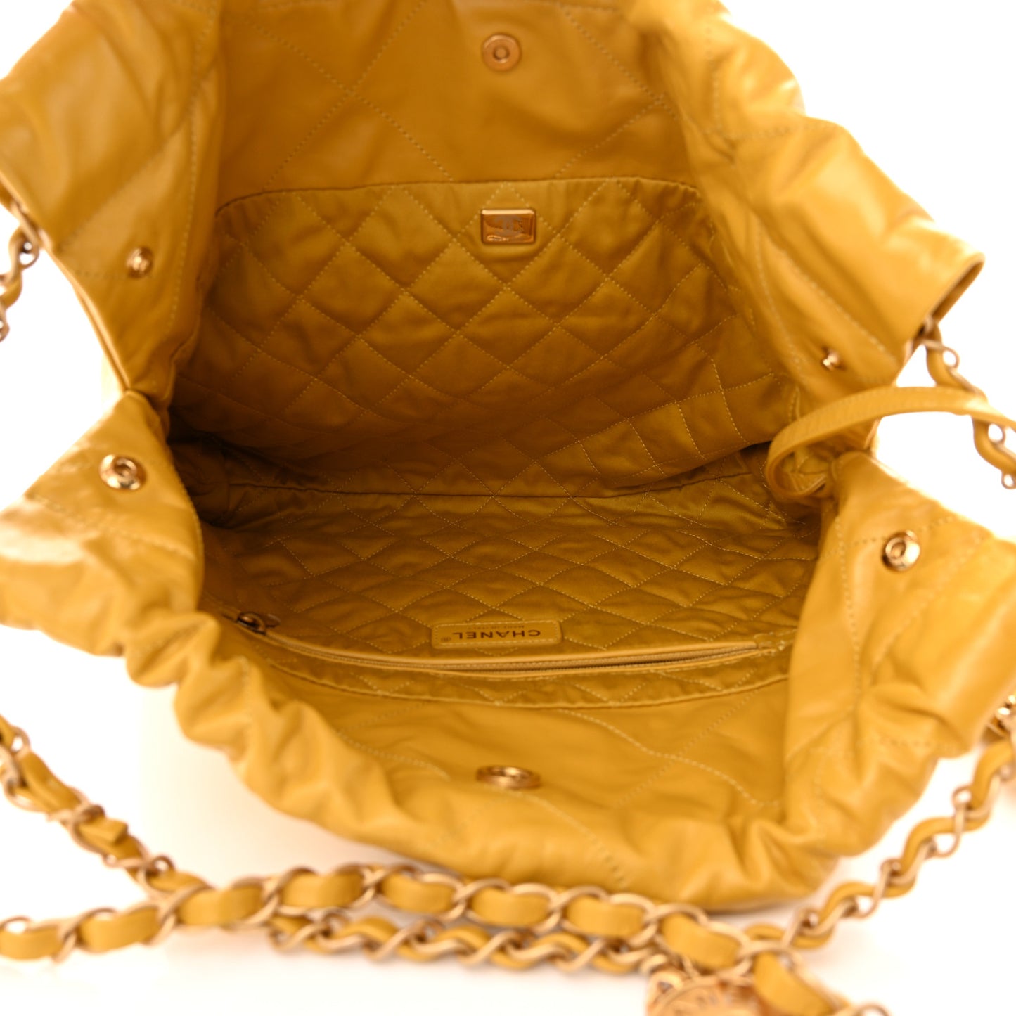 Shiny Calfskin Quilted Small Chanel 22 Yellow