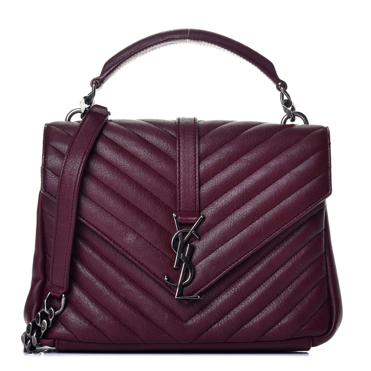 Sheepskin Matelasse Chevron Monogram Medium College Bag Rouge Legion