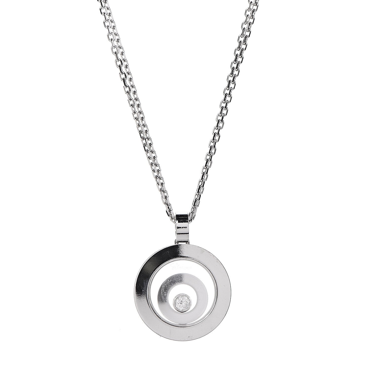 Chopard 18K White Gold Diamond Happy Spirit Pendant Necklace 4 of 7