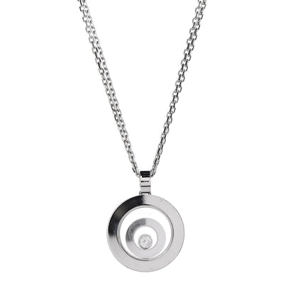 Chopard 18K White Gold Diamond Happy Spirit Pendant Necklace 4 of 7