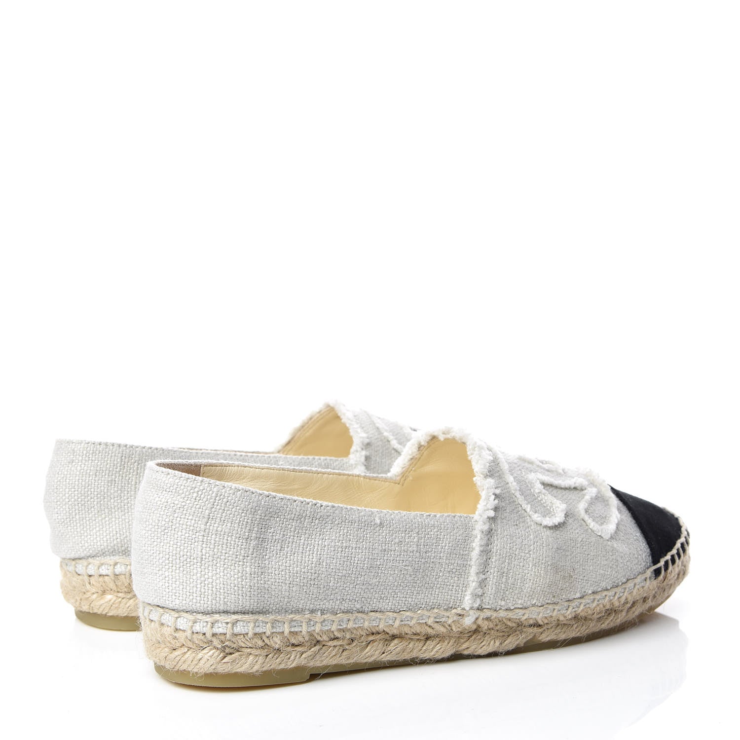 Chanel Linen CC Espadrilles 37 Beige Black 4 of 14