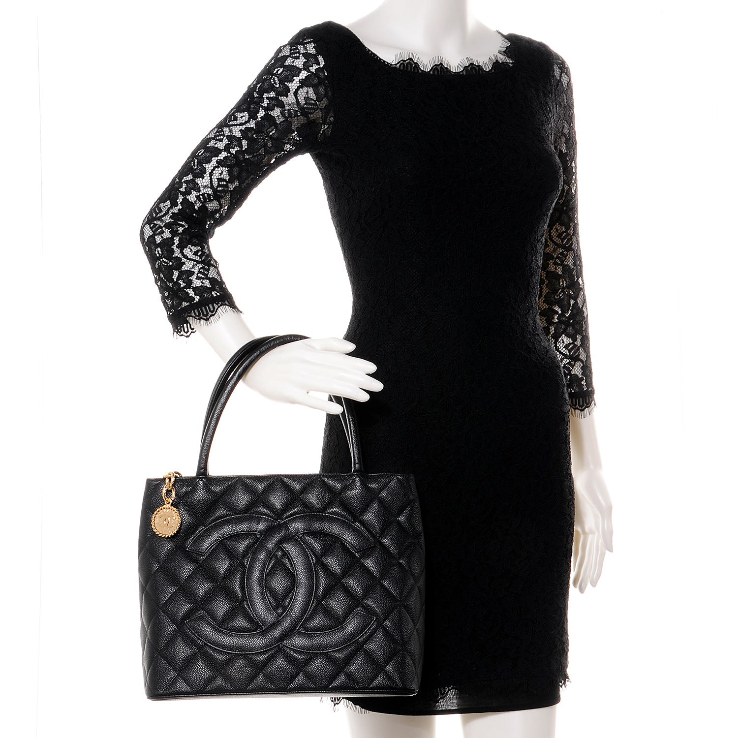 Chanel Caviar Quilted Medallion Tote Black 2 of 7