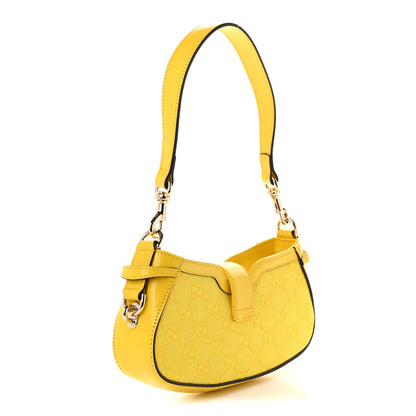 Gucci Calfskin Monogram Mini Moon Side Shoulder Bag Yellow 3 of 10