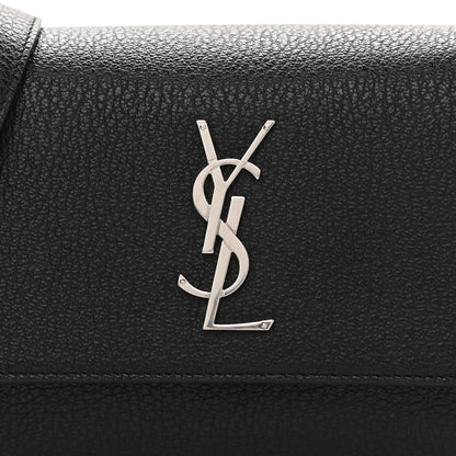 Saint Laurent Grained Calfskin Medium Monogram Sunset Satchel Black 7 of 9