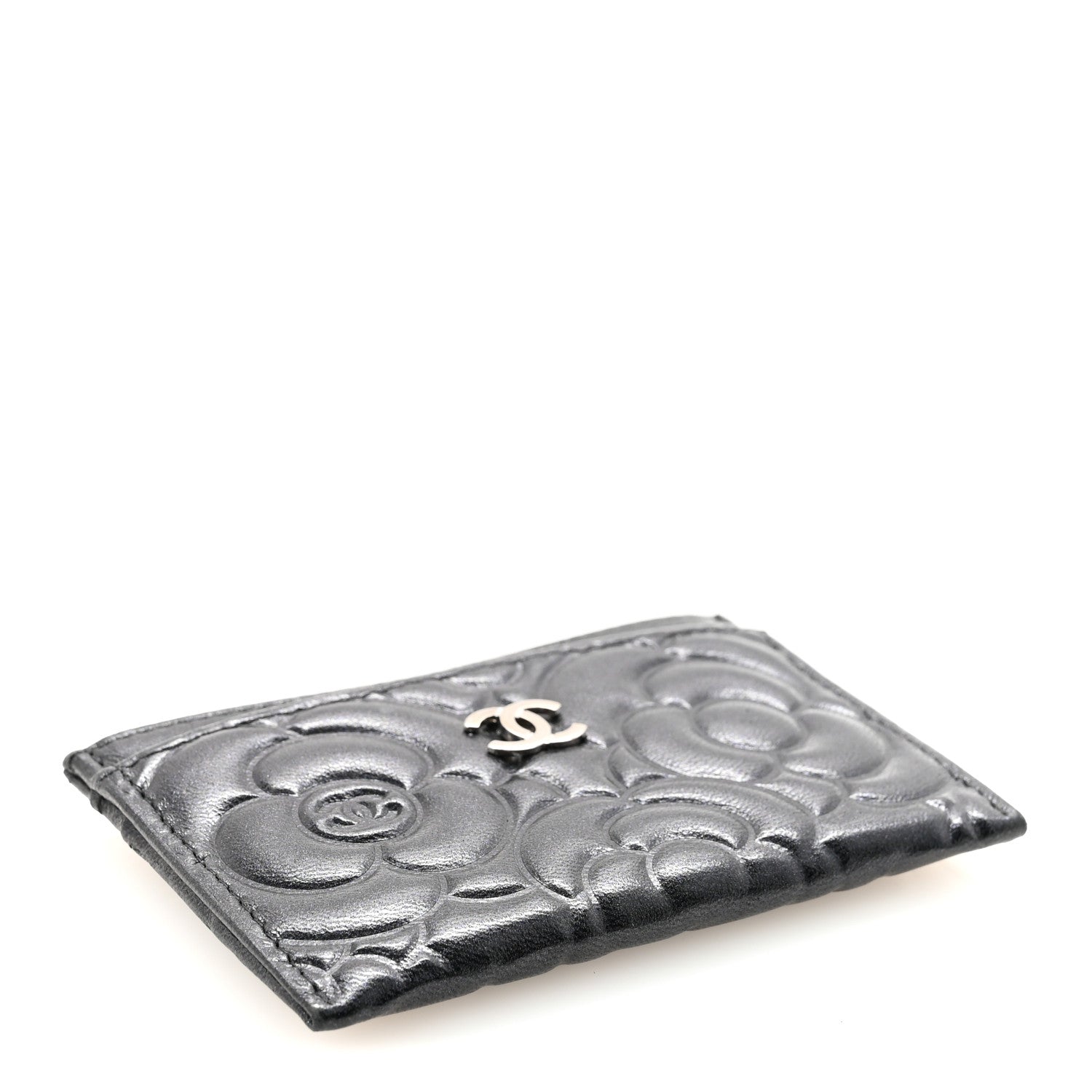 Chanel Lambskin Camellia Embossed Card Holder Black 4 of 8