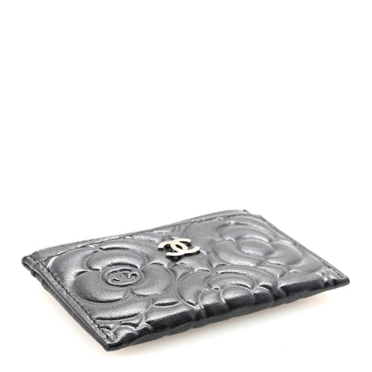 Chanel Lambskin Camellia Embossed Card Holder Black 4 of 8