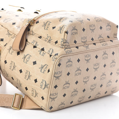MCM Visetos Medium Studded Stark Backpack Beige 8 of 9