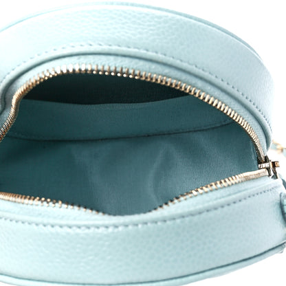 Chanel Caviar Camellia Embossed Round Clutch With Chain Light Blue 5 of 12