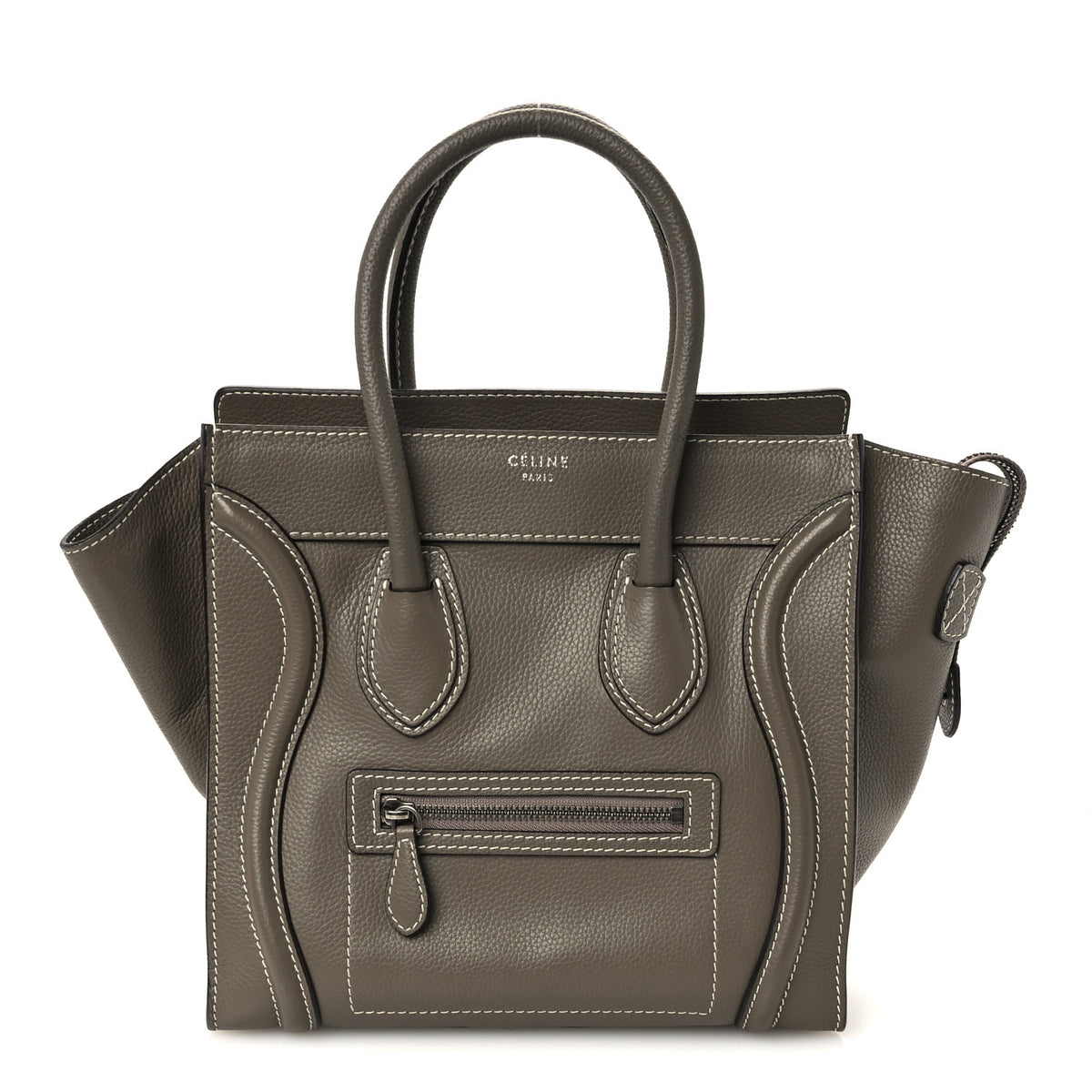 Celine Drummed Calfskin Micro Luggage Souris 1 of 10