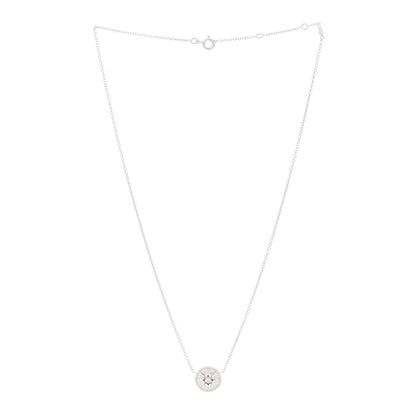 Christian Dior 18K White Gold Diamond Mother of Pearl Rose Des Vents Necklace 1 of 6