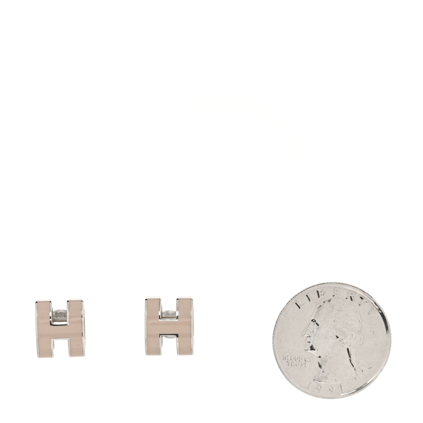 Palladium Lacquered Mini Pop H Earrings Marron Glace