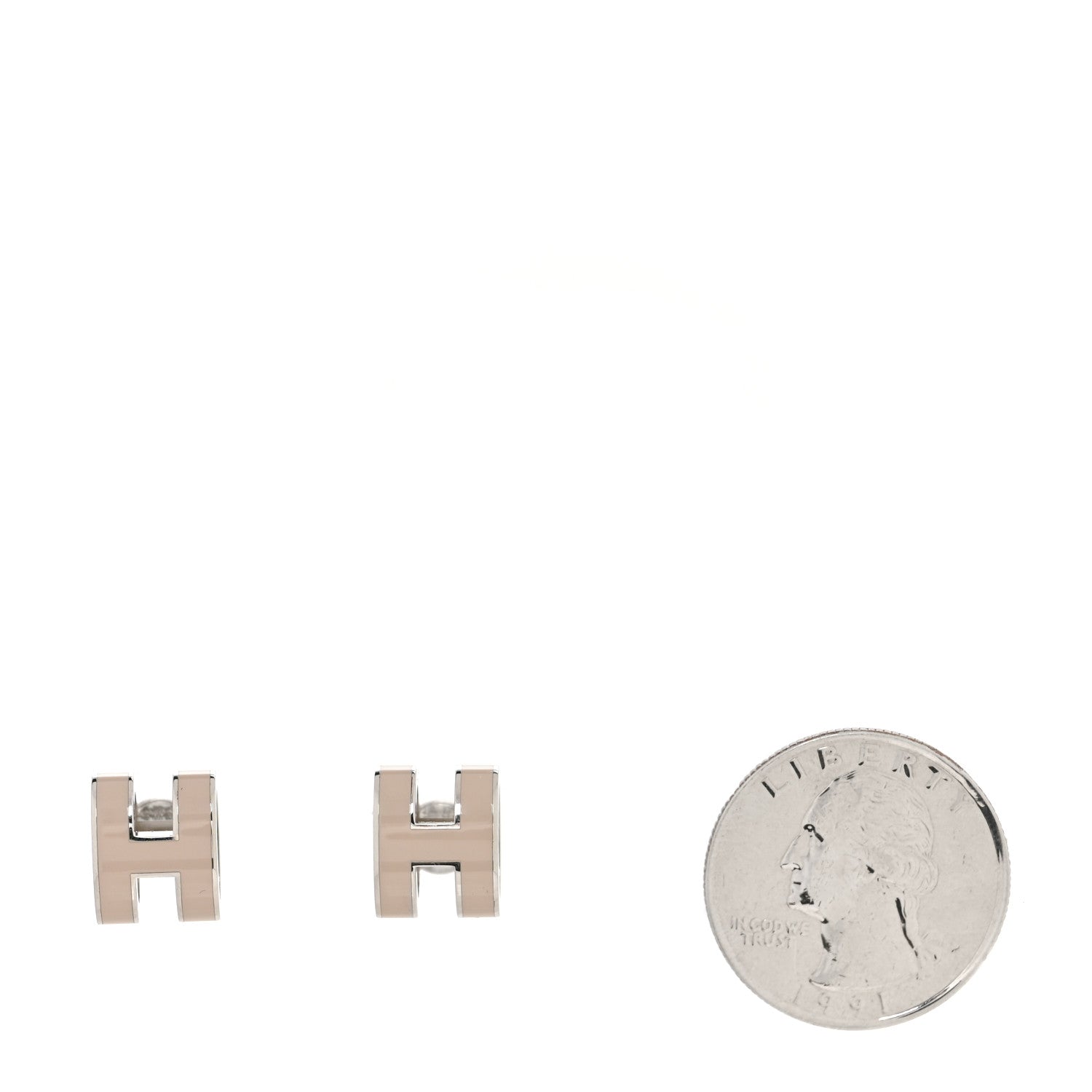 Hermes Palladium Lacquered Mini Pop H Earrings Marron Glace 2 of 5