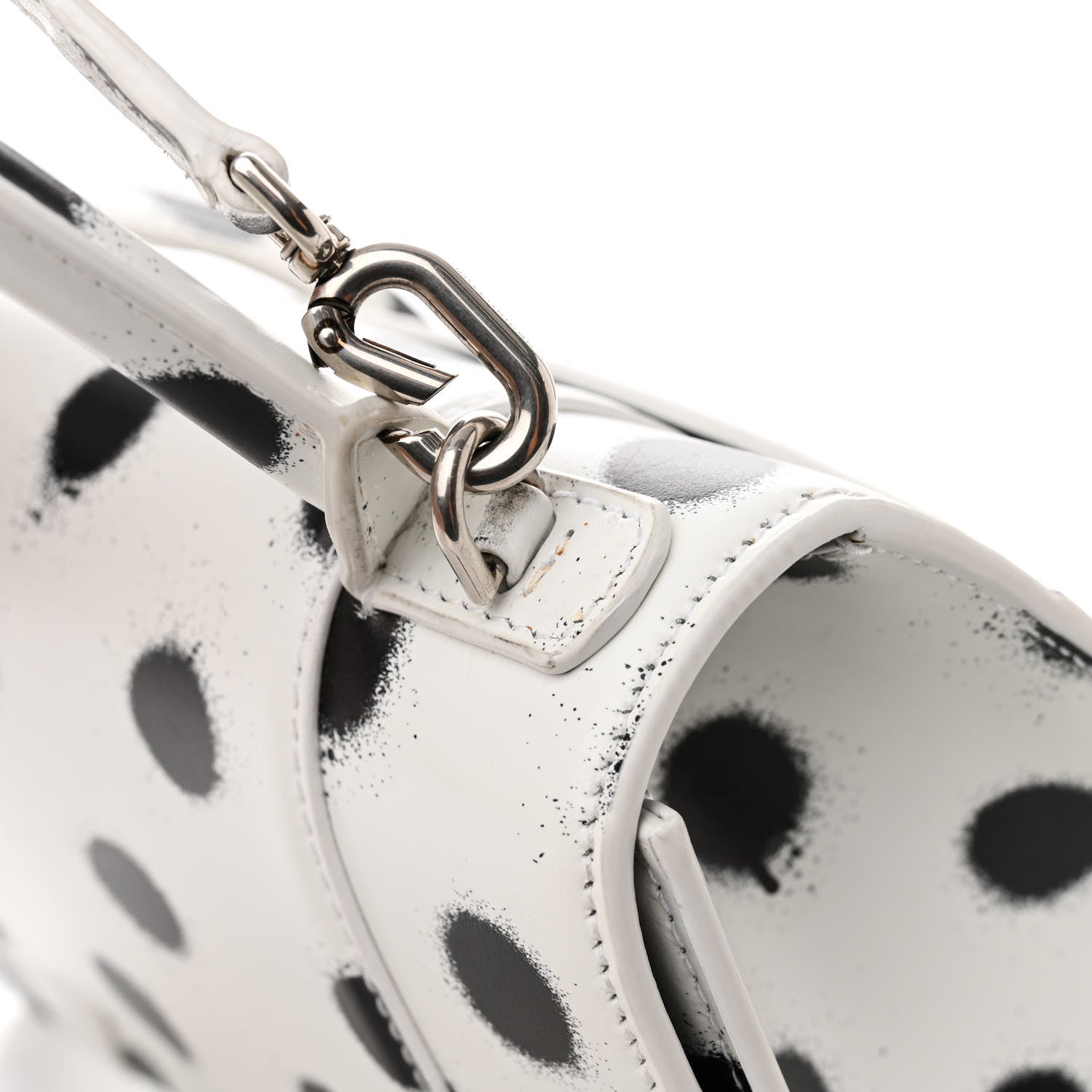 Balenciaga Smooth Calfskin Spray Polka Dot Small Hourglass Top Handle Bag White Black 11 of 12