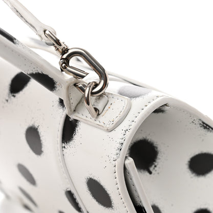 Balenciaga Smooth Calfskin Spray Polka Dot Small Hourglass Top Handle Bag White Black 11 of 12