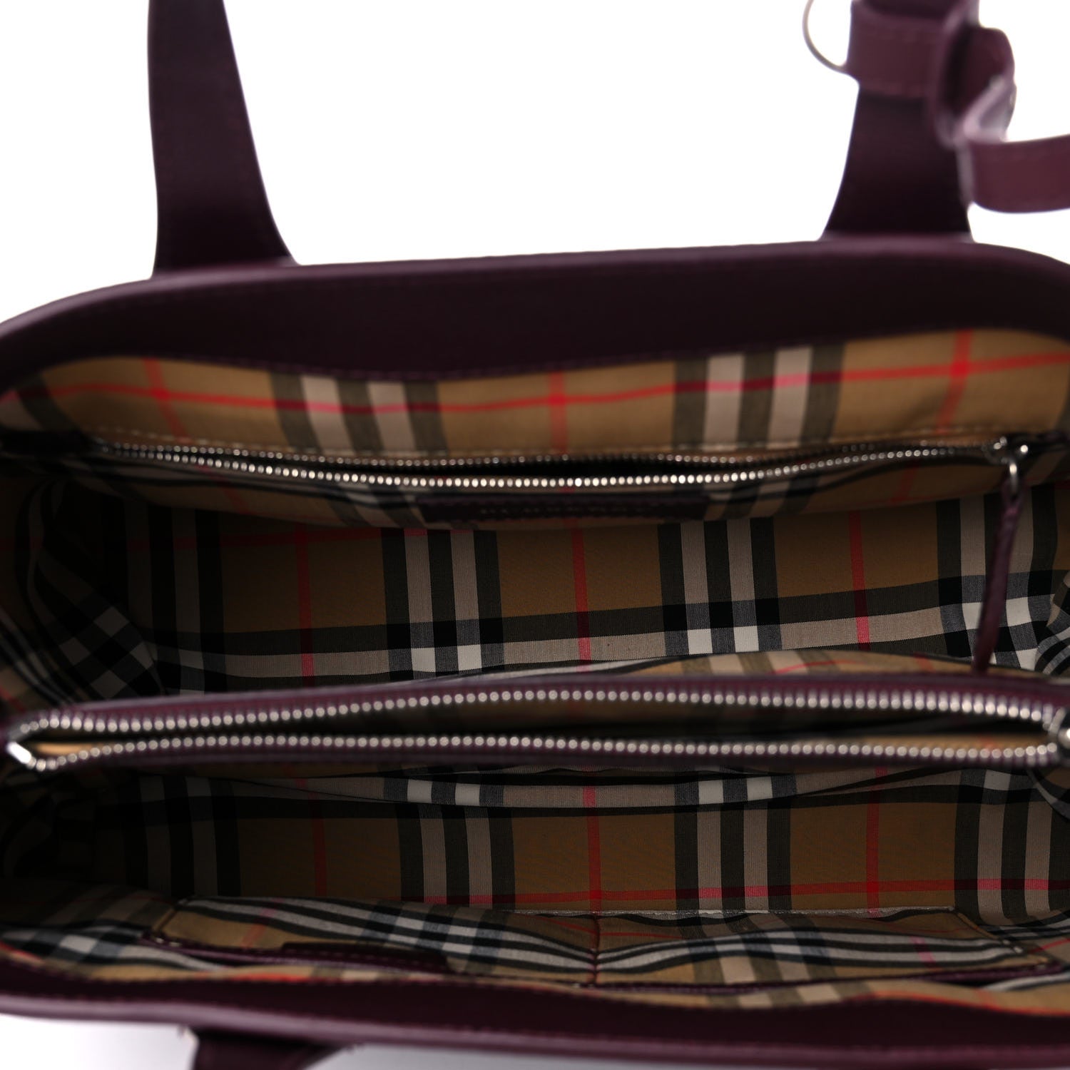 Burberry Derby Calfskin House Check Medium Banner Tote Burgundy 5 of 11
