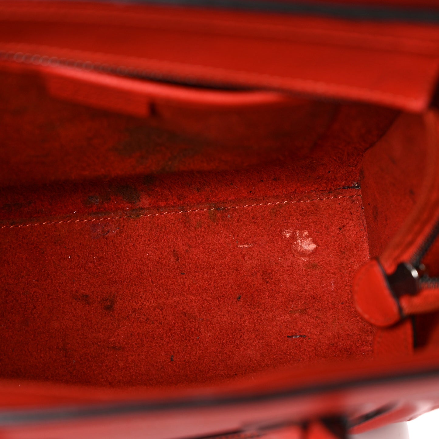 Drummed Calfskin Nano Luggage Vermillion