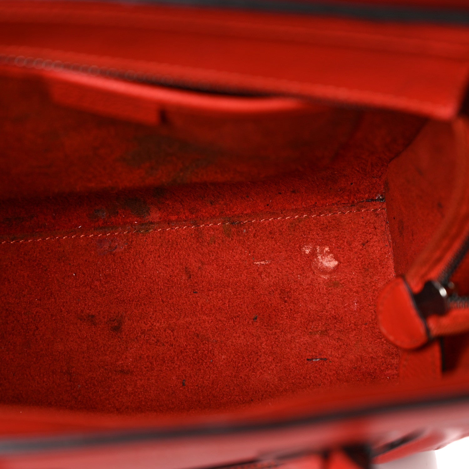Celine Drummed Calfskin Nano Luggage Vermillion 13 of 17