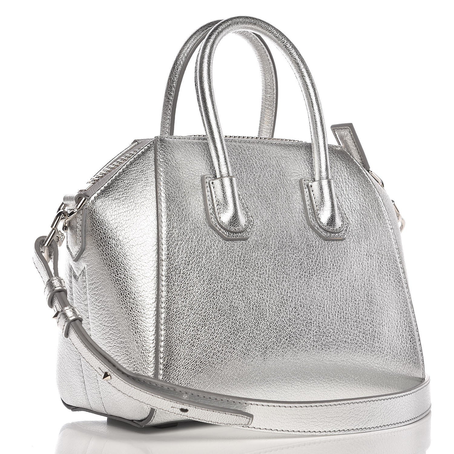 Givenchy Metallic Sugar Goatskin Mini Antigona Silver 4 of 8