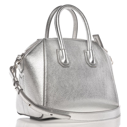 Givenchy Metallic Sugar Goatskin Mini Antigona Silver 4 of 8