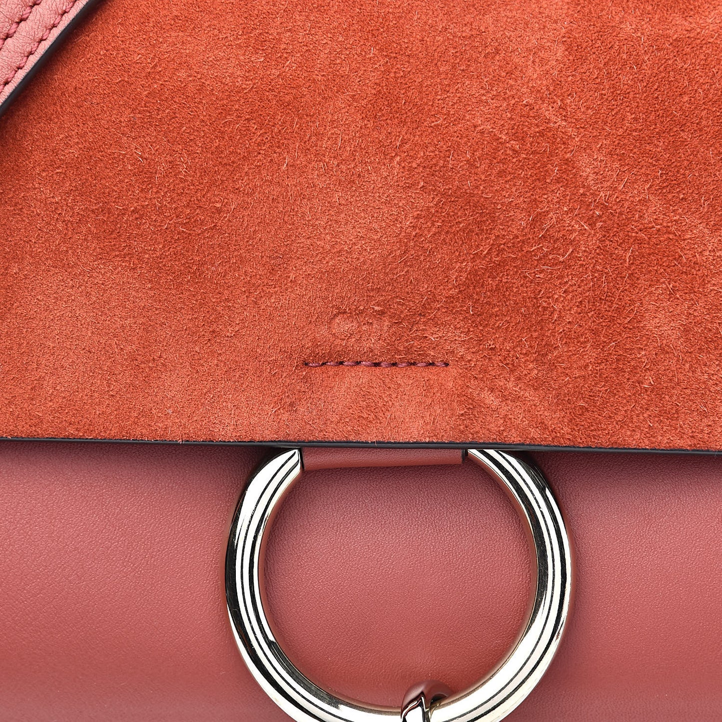 Suede Calfskin Small Faye Shoulder Bag Terracotta Red