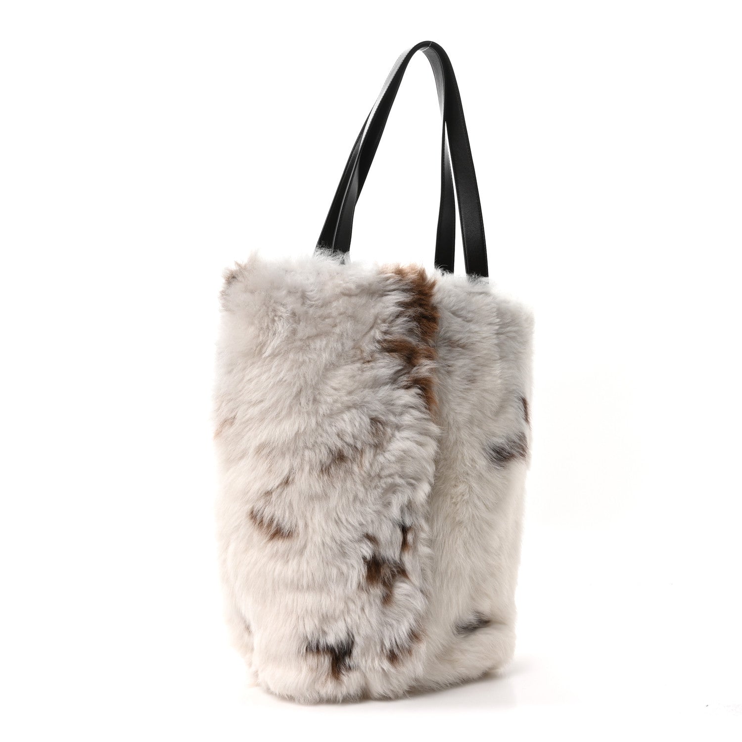 Bottega Veneta Shearling Tote Brown White 3 of 10